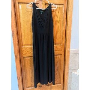 Lauren Ralph Lauren Black Maxi Dress Size 10 Sleeveless Surplice V Neck